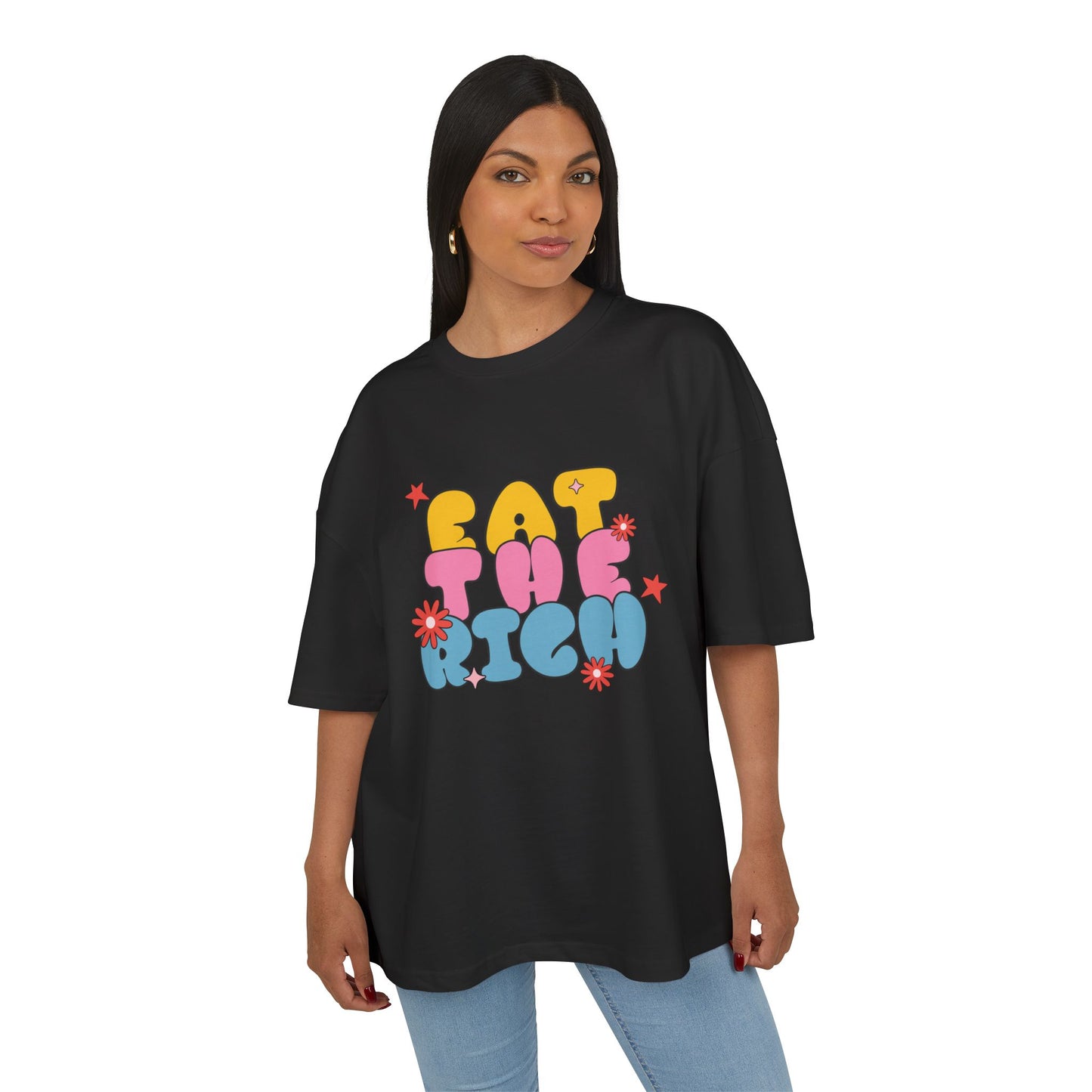 Graphic Box Tee - 'Eat the Rich' Unisex Heavy Cotton T-Shirt, Casual Wear, Soothing Vibes, Gift Idea for Friends, Statement Apparel