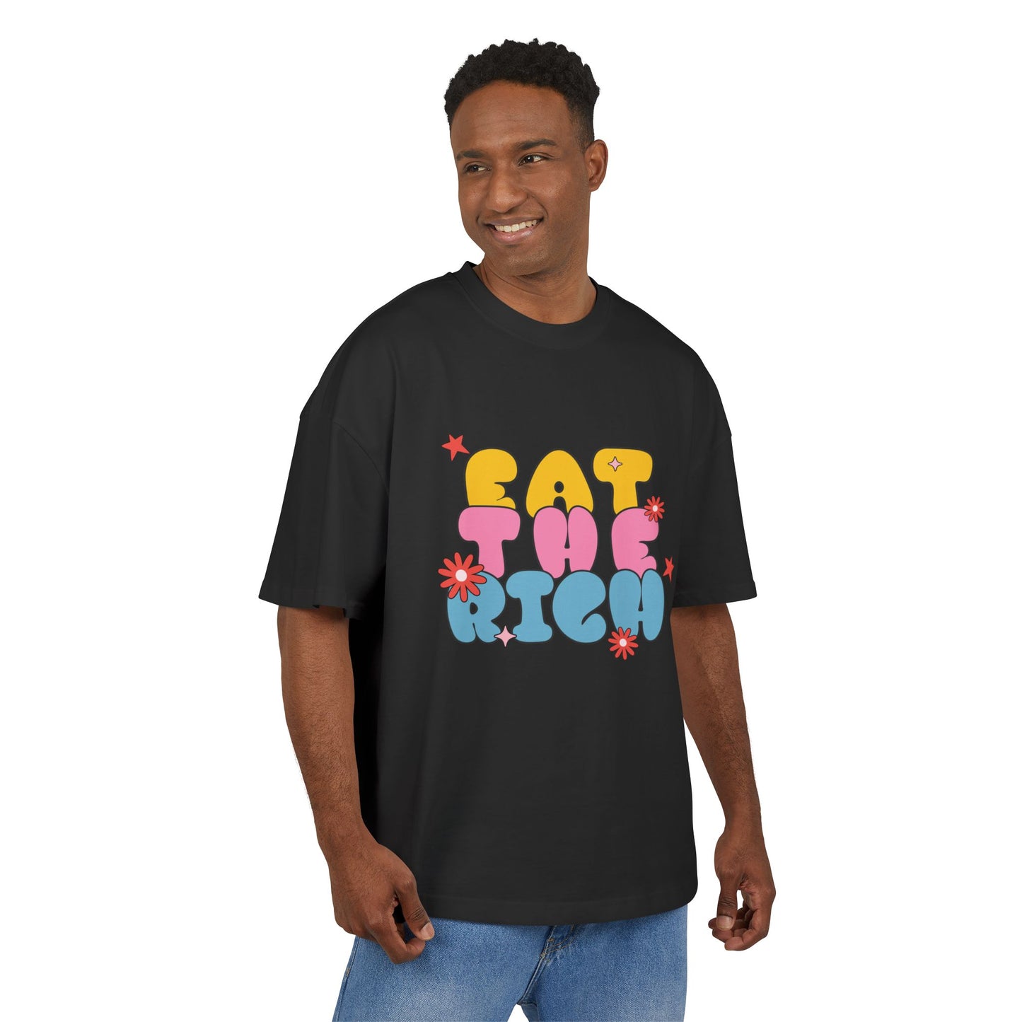 Graphic Box Tee - 'Eat the Rich' Unisex Heavy Cotton T-Shirt, Casual Wear, Soothing Vibes, Gift Idea for Friends, Statement Apparel