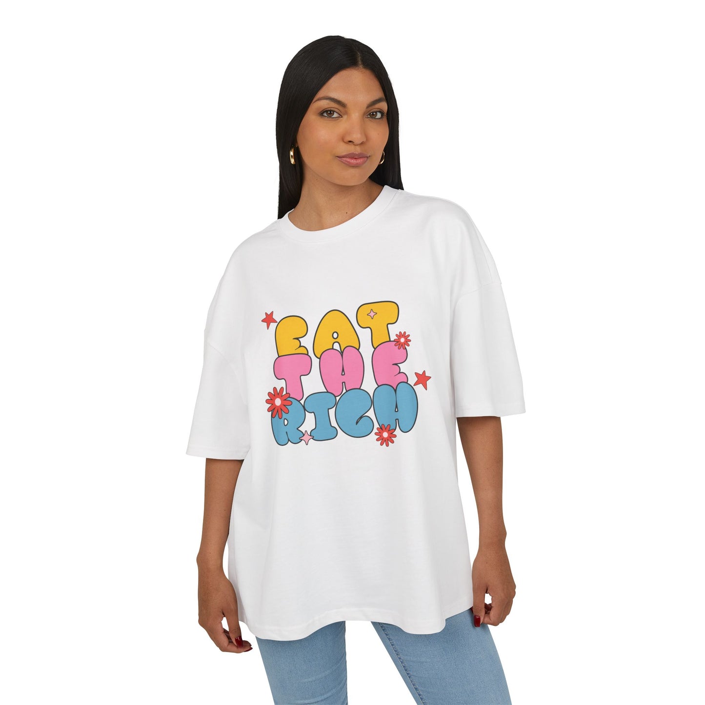 Graphic Box Tee - 'Eat the Rich' Unisex Heavy Cotton T-Shirt, Casual Wear, Soothing Vibes, Gift Idea for Friends, Statement Apparel