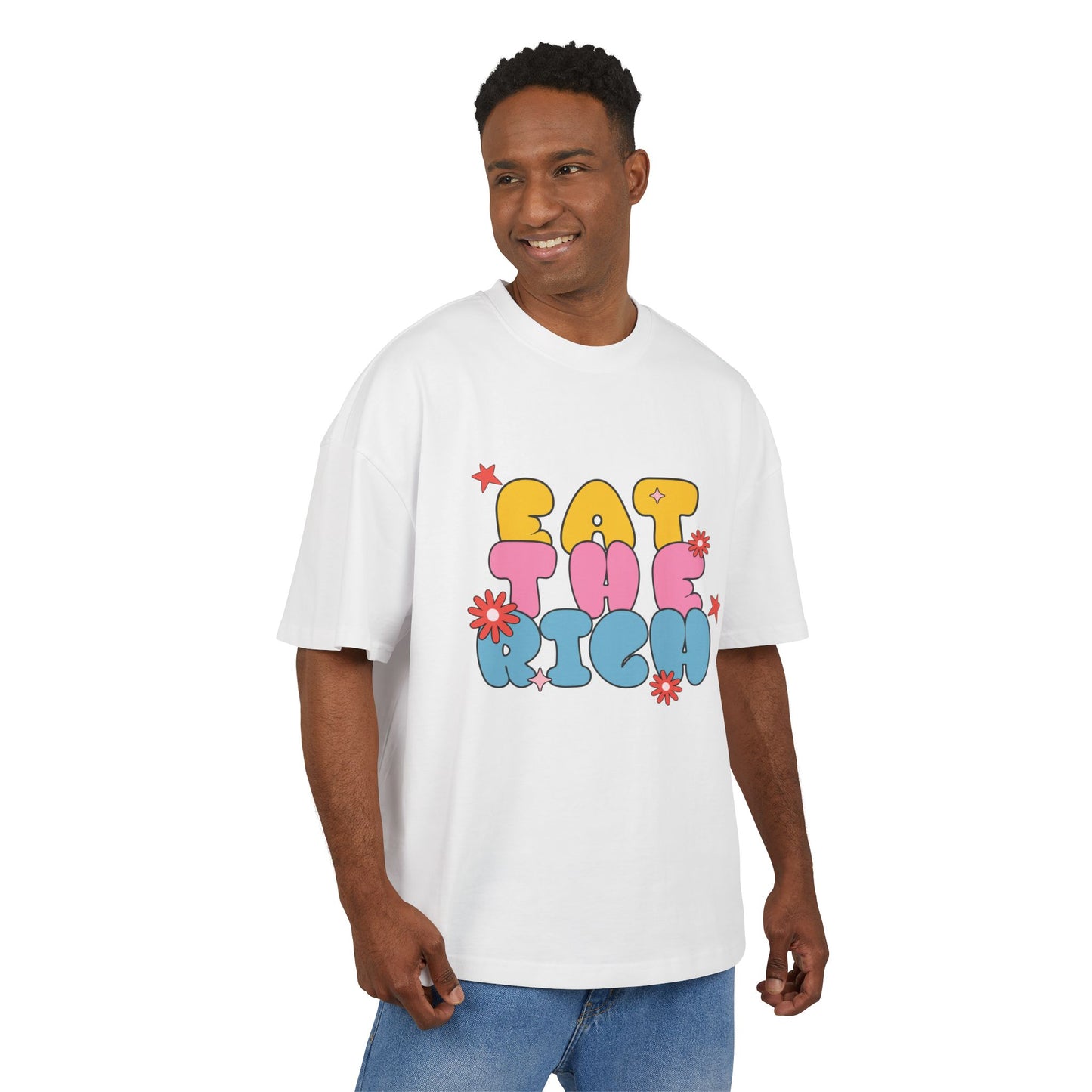 Graphic Box Tee - 'Eat the Rich' Unisex Heavy Cotton T-Shirt, Casual Wear, Soothing Vibes, Gift Idea for Friends, Statement Apparel