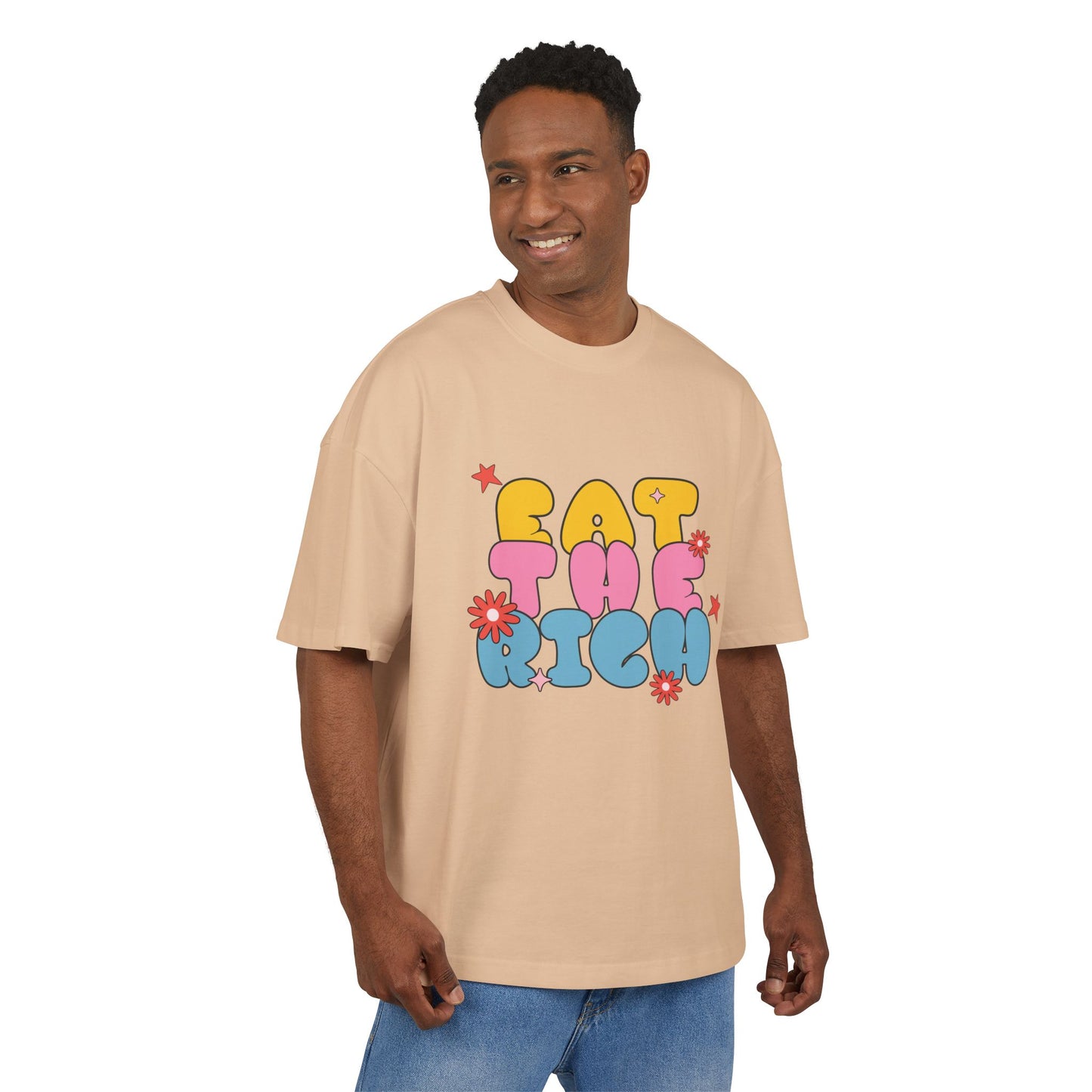 Graphic Box Tee - 'Eat the Rich' Unisex Heavy Cotton T-Shirt, Casual Wear, Soothing Vibes, Gift Idea for Friends, Statement Apparel