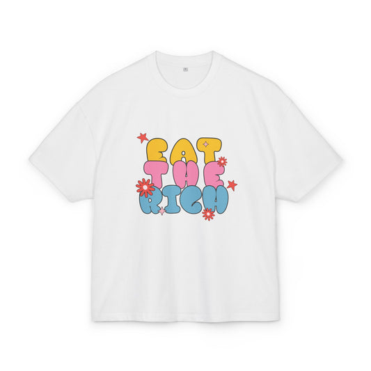 Graphic Box Tee - 'Eat the Rich' Unisex Heavy Cotton T-Shirt, Casual Wear, Soothing Vibes, Gift Idea for Friends, Statement Apparel