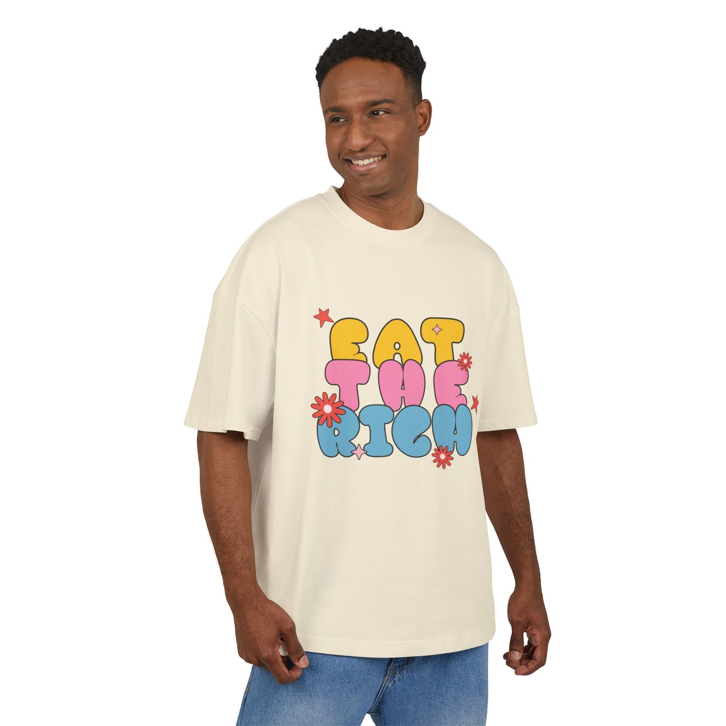 Graphic Box Tee - 'Eat the Rich' Unisex Heavy Cotton T-Shirt, Casual Wear, Soothing Vibes, Gift Idea for Friends, Statement Apparel