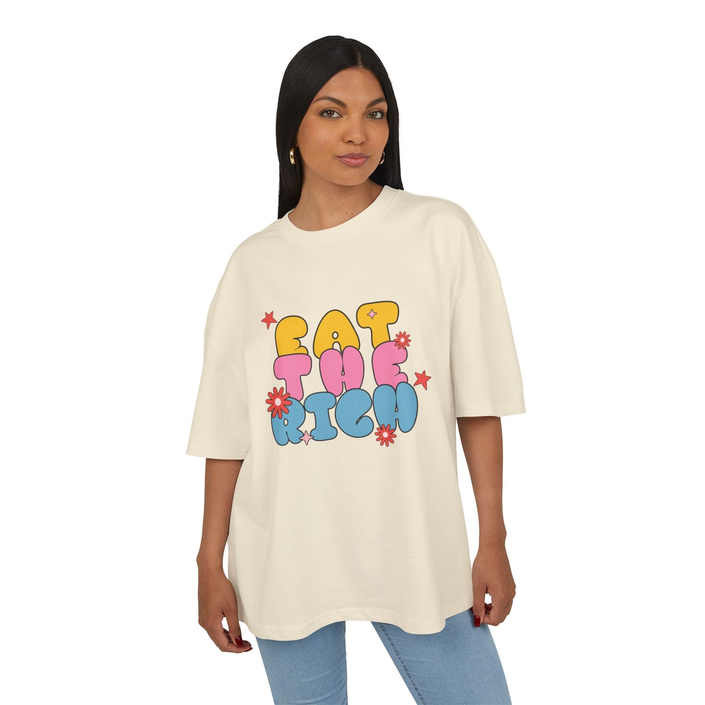 Graphic Box Tee - 'Eat the Rich' Unisex Heavy Cotton T-Shirt, Casual Wear, Soothing Vibes, Gift Idea for Friends, Statement Apparel