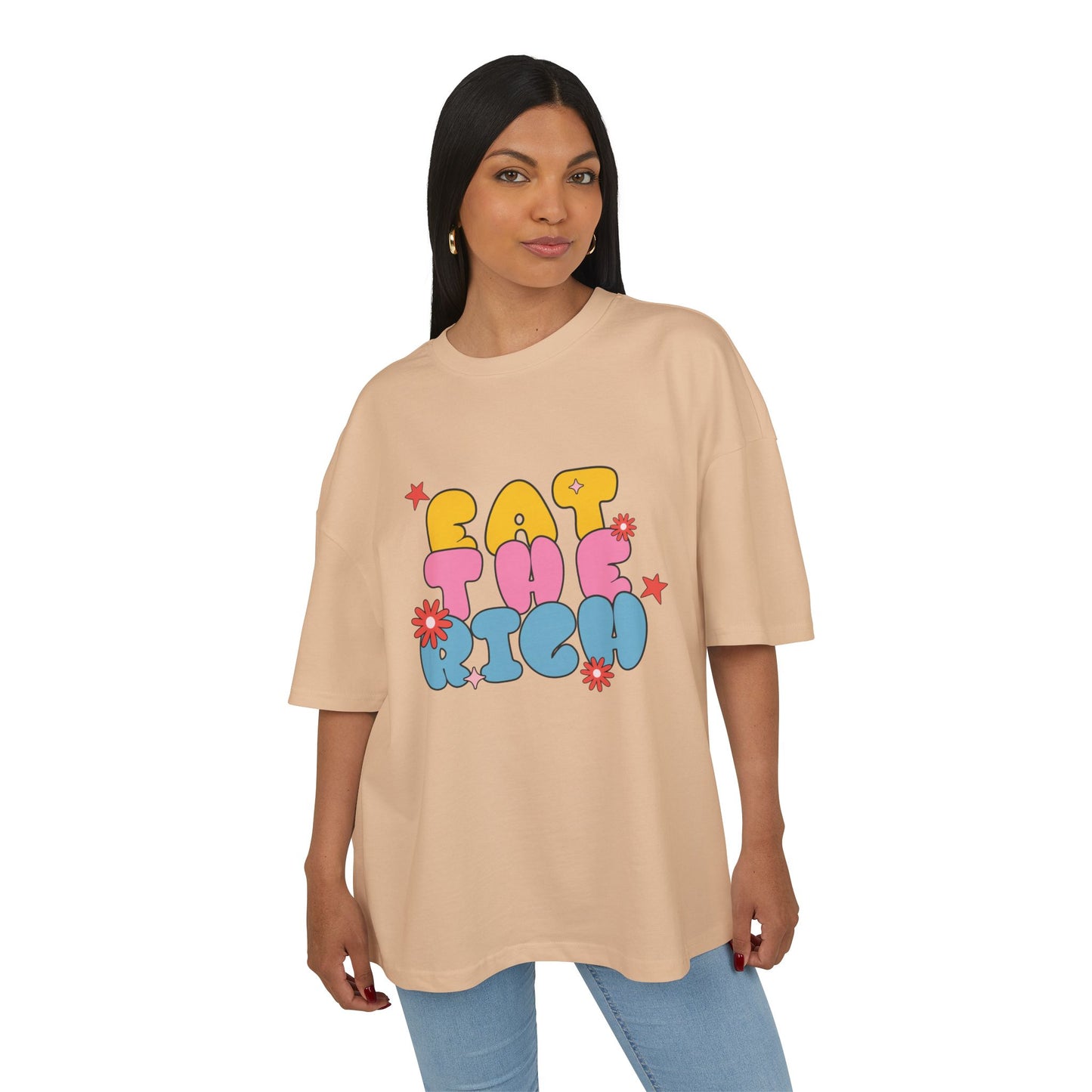 Graphic Box Tee - 'Eat the Rich' Unisex Heavy Cotton T-Shirt, Casual Wear, Soothing Vibes, Gift Idea for Friends, Statement Apparel
